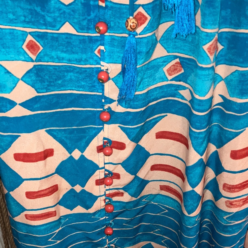 FLASH SALE! Plenty by Tracy Reese Blue and Orange Patterned Maxi Dress - Picture 6 of 10